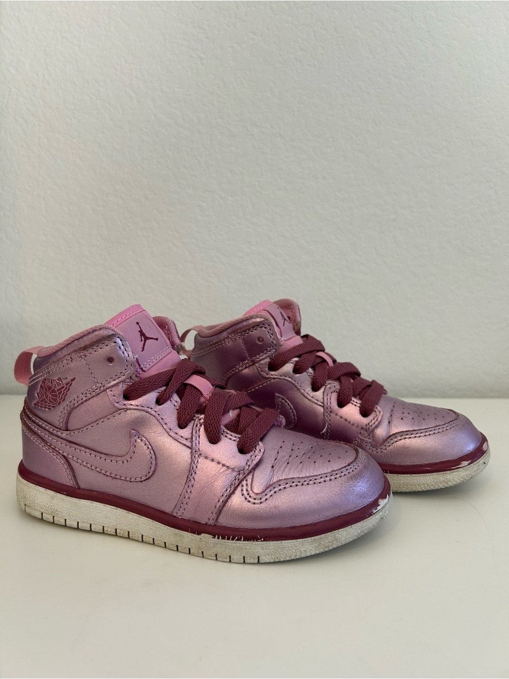 Air Jordan Nike Girls Metallic Pink High-Top Sneakers, Size 11c